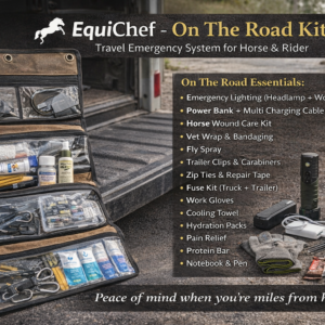 EquiChef On The Road Kit product image showing roll-out emergency system and included essentials